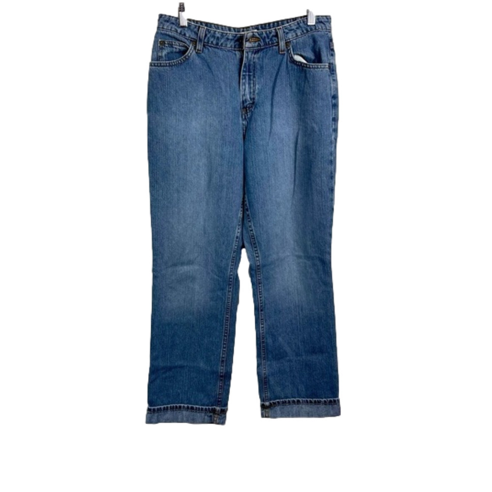 JEANS Cuffed High Waist Size 10 Relaxed Fit.